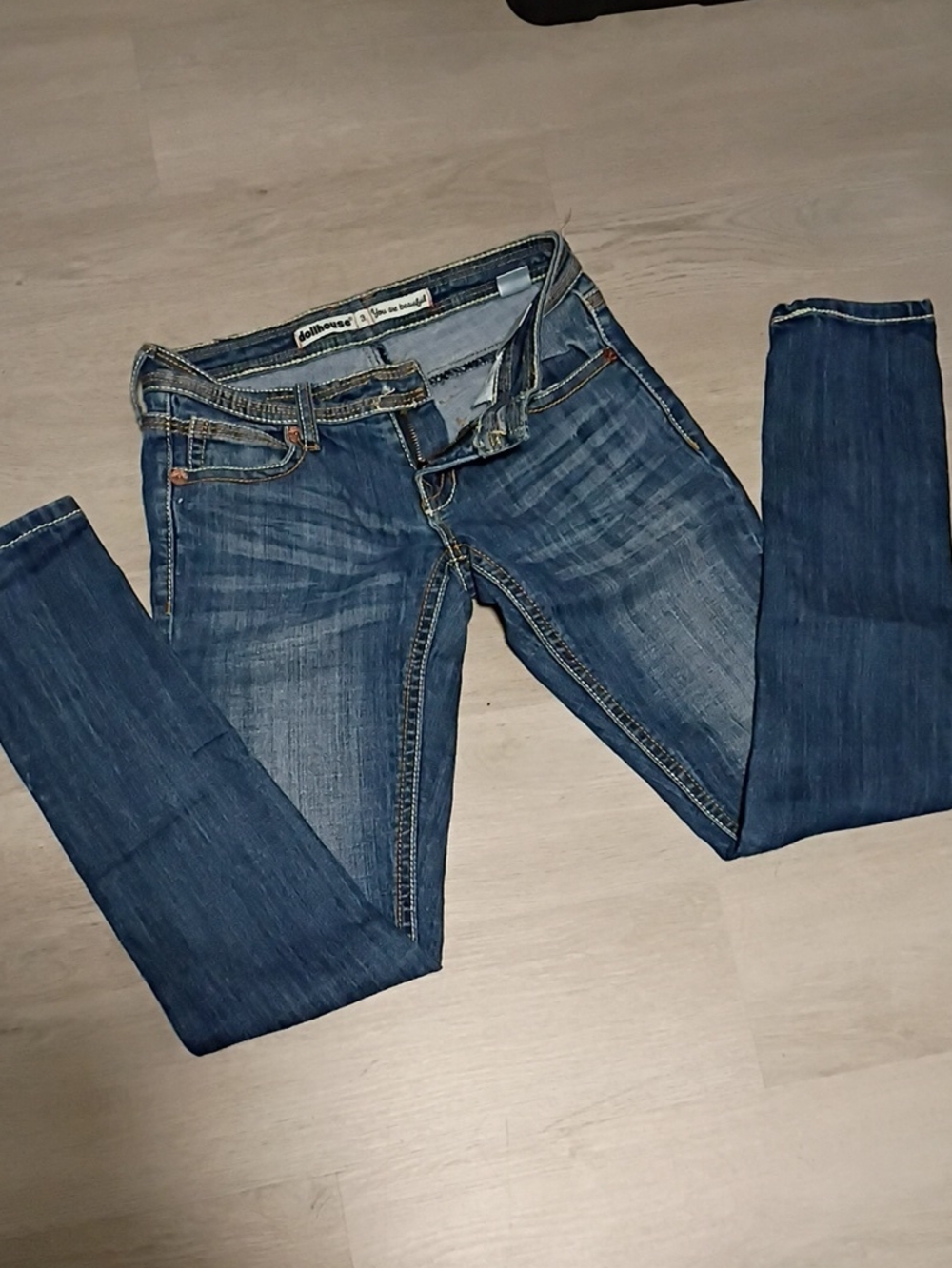 Dollhouse Women's Blue Distressed Skinny Jeans